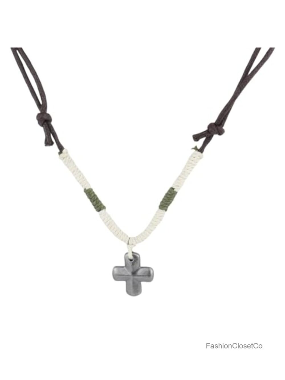 Vintage Style Cross Pendant Necklace Hemp Rope Leather Cord Adjustable - Picture 1 of 4